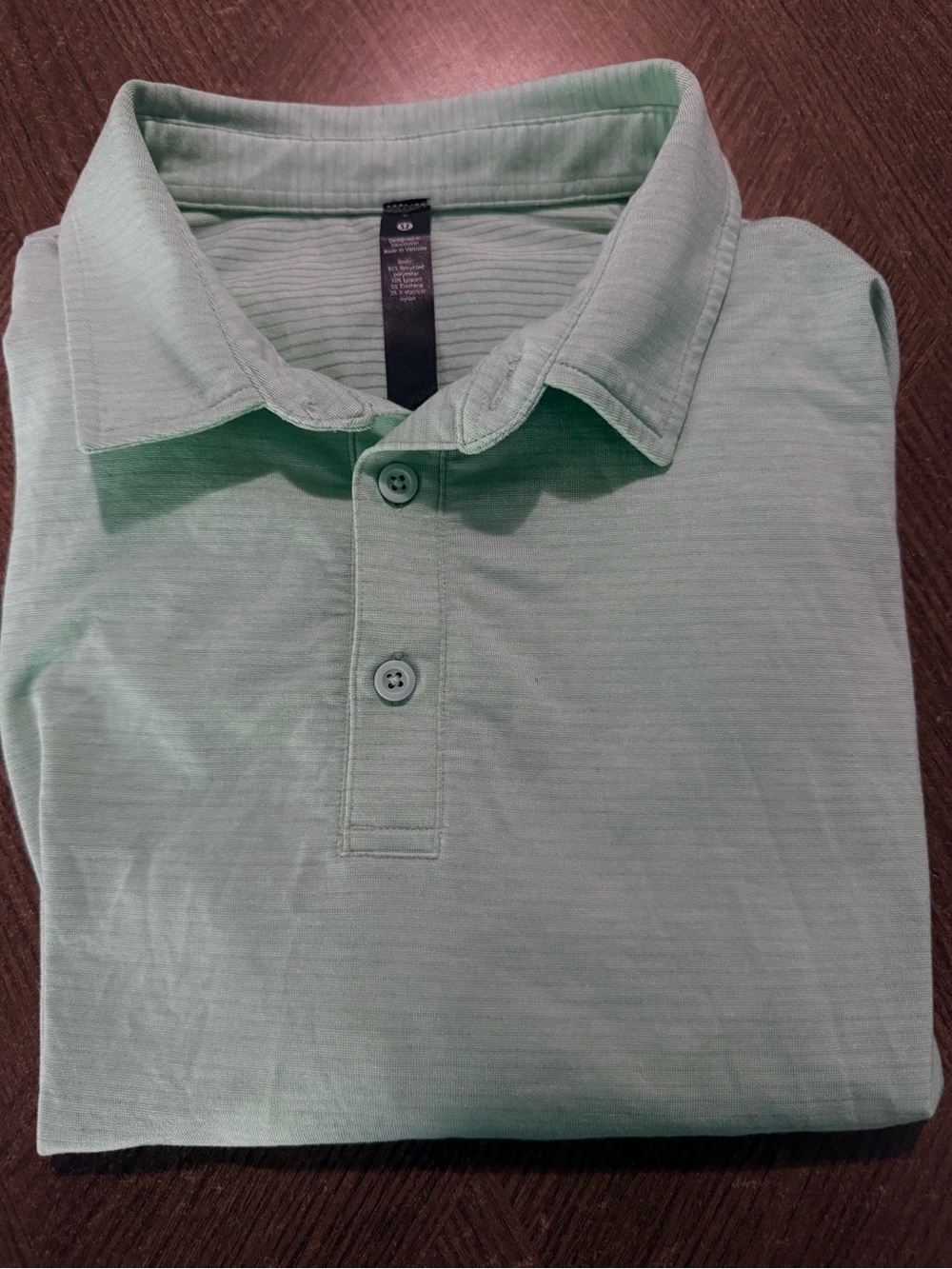 Men’s lululemon athletica Mint Green Polo w/Micro Stripes SZ-L